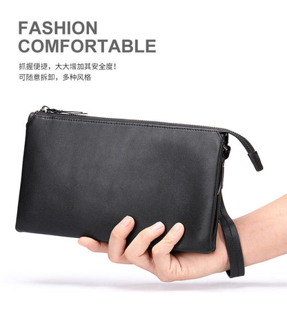 Men's clutch bag Genuine cowhide leather large capacity business casual men's handbag 