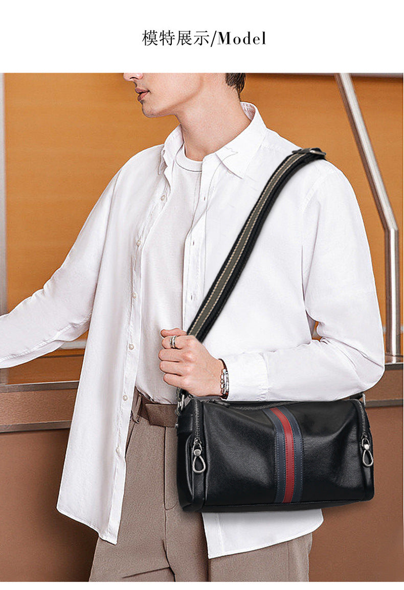 Men's Crossbody Bag Made of Genuine Cowhide Leather Fashion Casual Commuting Men's Shoulder Bag 