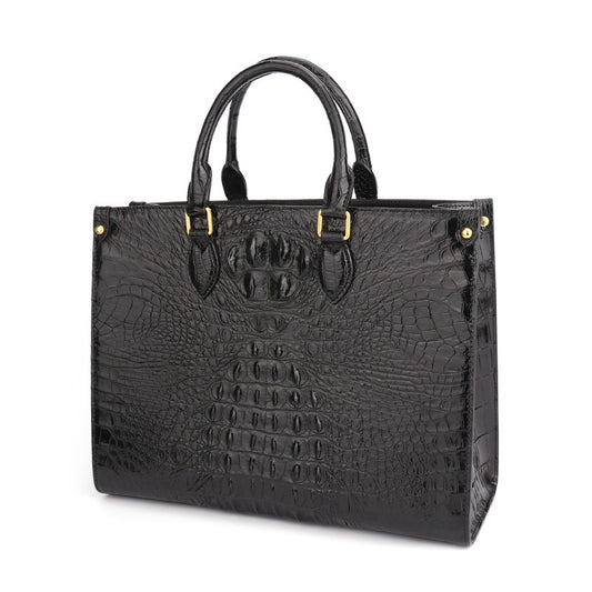 Women's Crocodile Bag Atmospheric Genuine Leather Handbag Casual Car Stitch Shoulder Bag