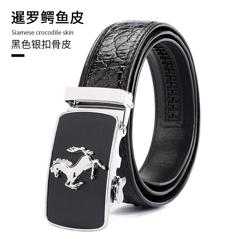 Crocodile leather genuine leather men's belt automatic buckle business casual gift present 