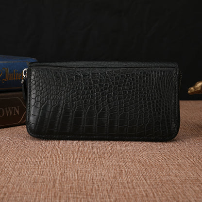 Matte Crocodile Belly Skin Genuine Leather Long Wallet High Quality Men's Wallet Men's Handbag