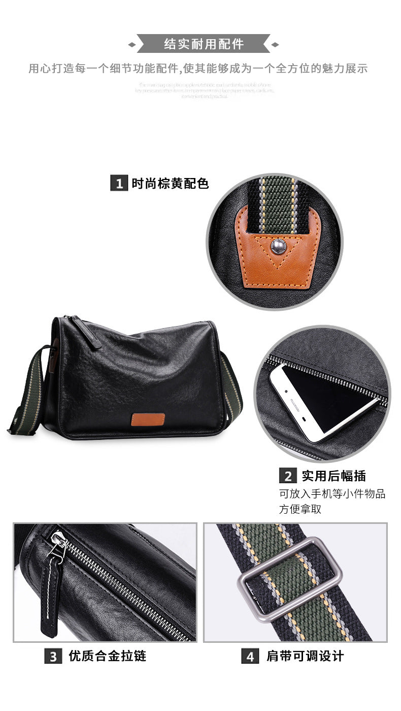 Men's Shoulder Bag Genuine Cowhide Leather Fashion Casual Commuting Crossbody Bag 