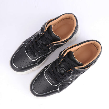 2023 New Crocodile Belly Skin Men's Casual Shoes Excellent Breathability Fashion Platform Men's Shoes 