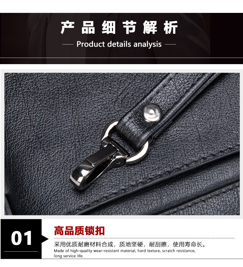 Men's Clutch Bag Cowhide Genuine Leather Korean Fashion Business Men's Wrist Bag 