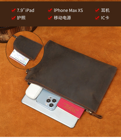 Men's long wallet large capacity retro mobile storage men's wallet clutch bag wrist bag 