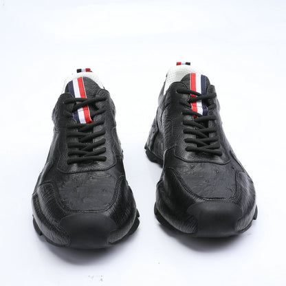 2023 New Ostrich Skin Men's Shoes Genuine Leather Luxury Fashion Casual Sports Shoes 