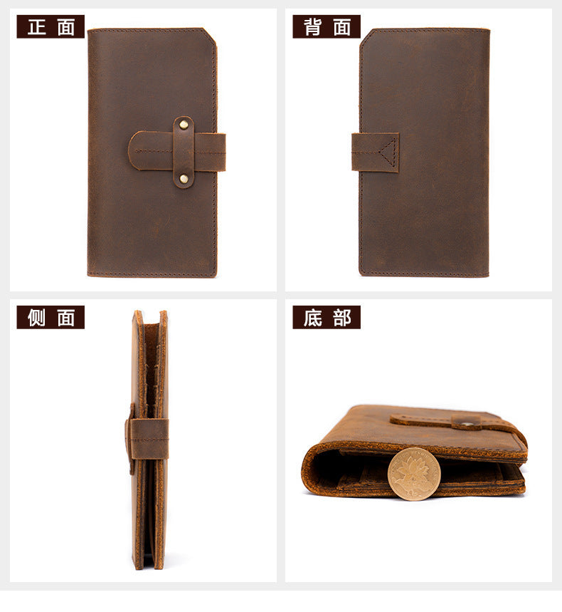 Men's long wallet made of cowhide genuine leather RFID anti-theft brush large capacity card bag for men 