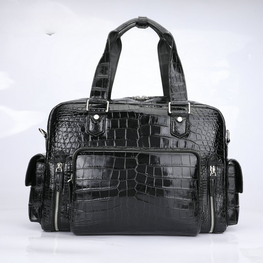 Crocodile Belly Skin Genuine Leather Men's Large Capacity Travel Bag Outdoor Camping Casual Handbag Luggage Bag Handbag 