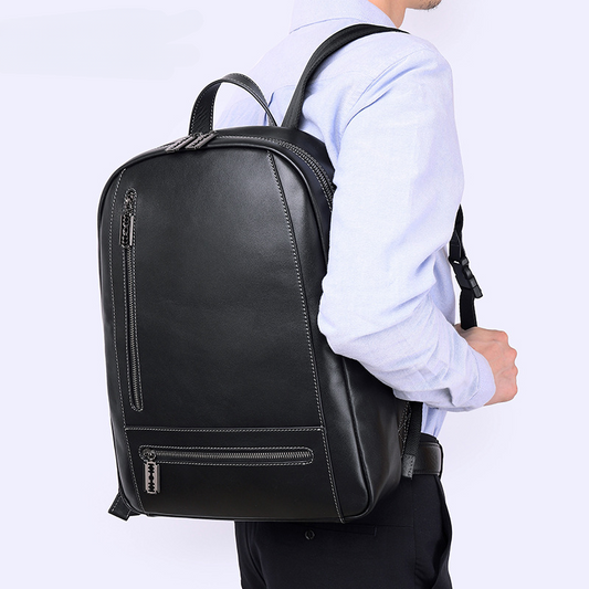 Men's backpack made of genuine cowhide leather, large capacity, multi-functional, business casual, fashion, computer bag 