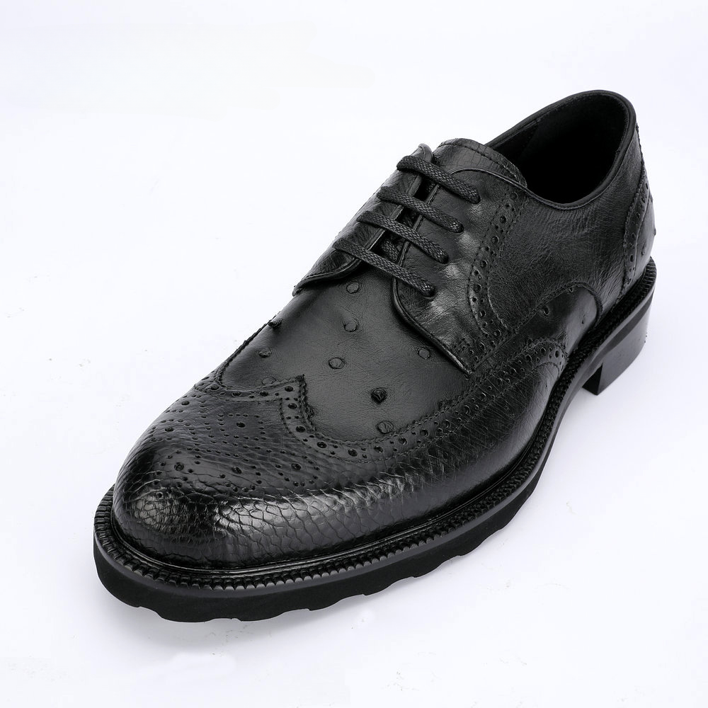 Ostrich skin genuine leather men's leather shoes Excellent breathability Men's business shoes 