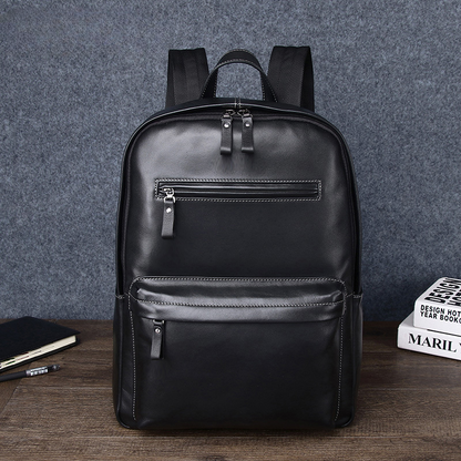 Men's backpack genuine cowhide leather Korean simple fashion casual travel bag computer bag 