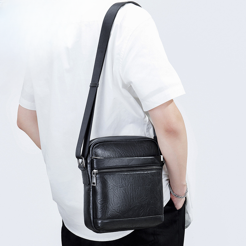 Men's shoulder bag, genuine cowhide leather, business commuting style, crossbody bag for men 