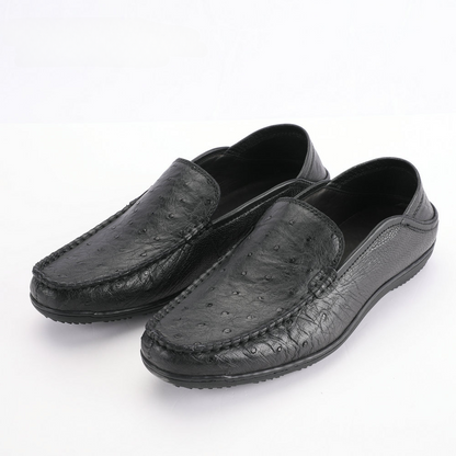 Ostrich skin genuine leather men's leather shoes moccasins business casual shoes 