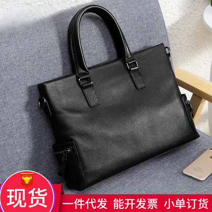 Men's handbag genuine cowhide business large capacity briefcase handbag 