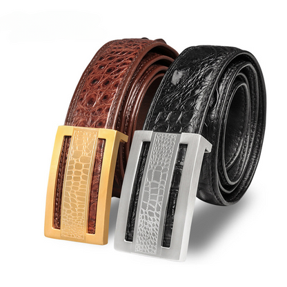 Siamese Crocodile Skin Genuine Leather Men's Belt Smooth Buckle Stylish Business Casual Belt Gift Present 