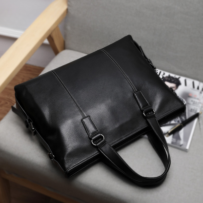 Men's Handbag Genuine Cowhide Leather Computer Bag Casual Business Briefcase Crossbody Bag 