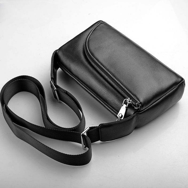 Men's Shoulder Bag Cowhide Genuine Leather Korean Fashion Casual Crossbody Bag 