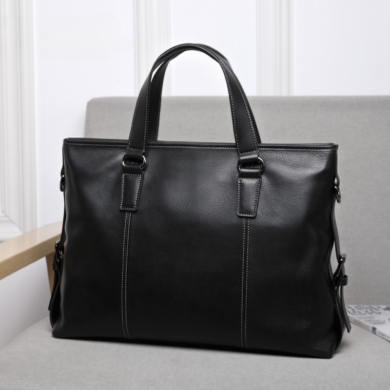 Men's Handbag Genuine Cowhide Leather Computer Bag Casual Business Briefcase Crossbody Bag 