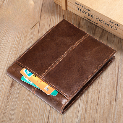 Men's short wallet cowhide thin rfid anti-theft business men's wallet 