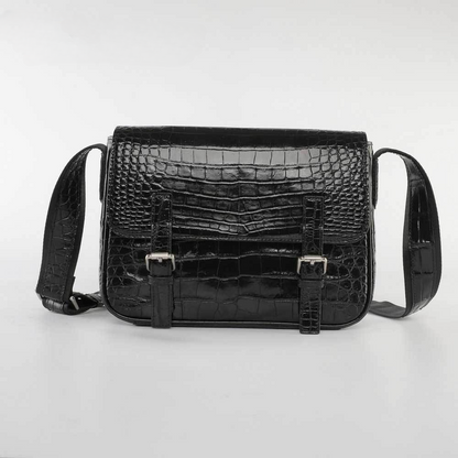 Siamese Crocodile Belly Skin Genuine Leather Cambridge Bag Men's Simple Commuting Casual Crossbody Shoulder Bag 