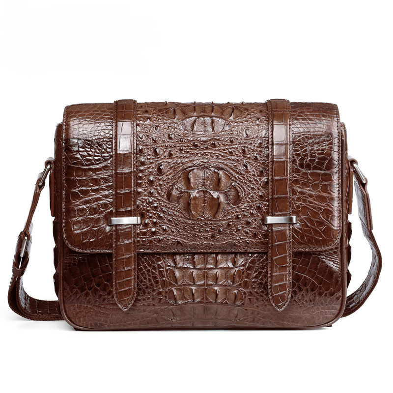 New Crocodile Skin Men's Cambridge Bag Genuine Leather High Quality Luxury Casual Business Crossbody Bag Shoulder Bag 