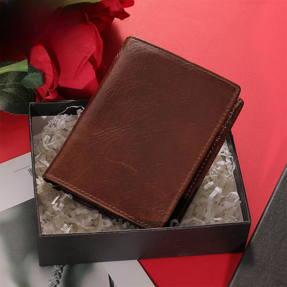 Men's Short Wallet Genuine Cowhide Leather RFID Anti-Theft Card Bag Retro Men's Wallet 